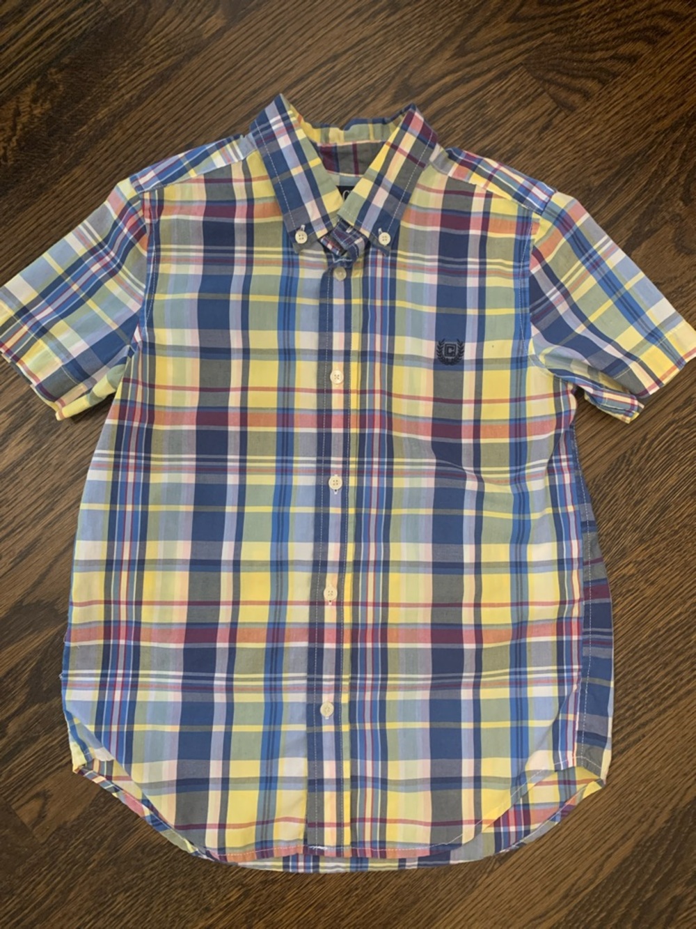 Chaps Blue and Yellow Plaid Shirt Boys 7